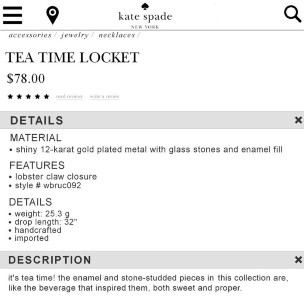 Kate Spade Tea Pot ☕️ Tea Time Locket - Picture 6 of 6